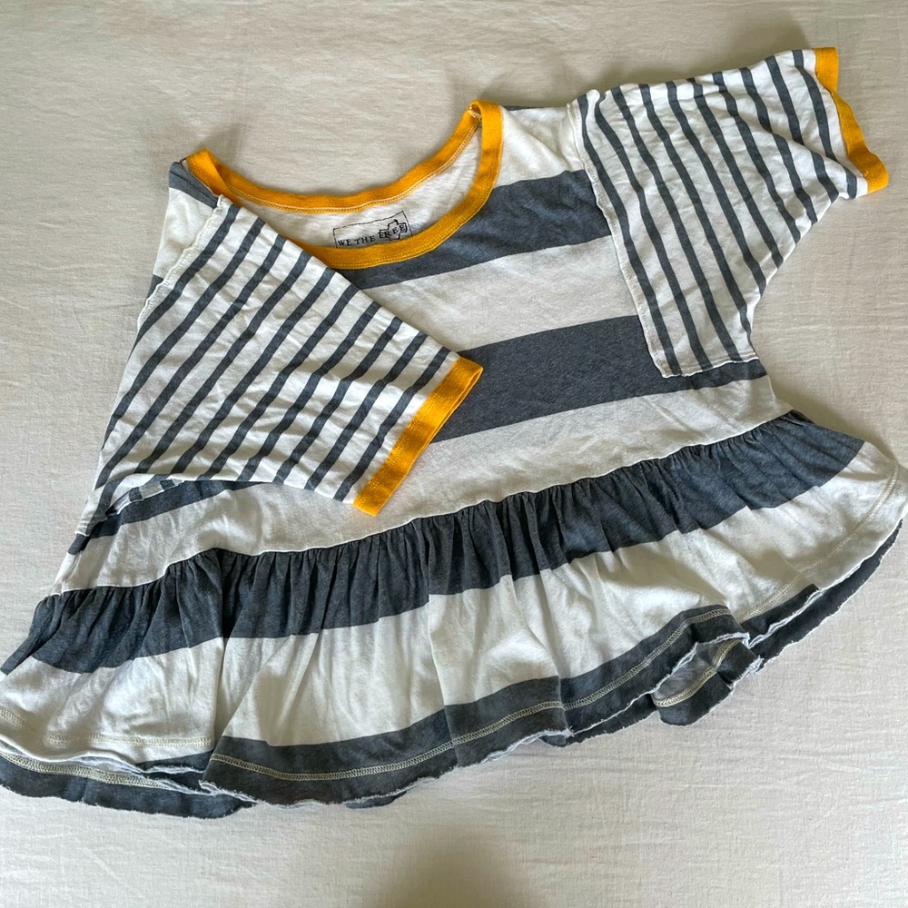Free People Striped Short Sleeve Top